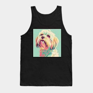 70s Tibetan Terrier Vibes: Pastel Pup Parade Tank Top